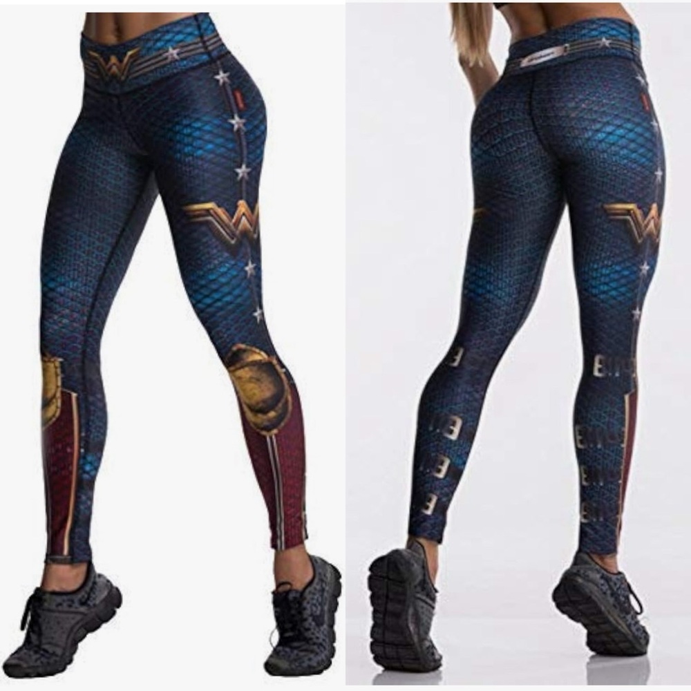 Wonder Woman Themed Blue and Red Leggings